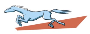 Illustration af en hurtig hest