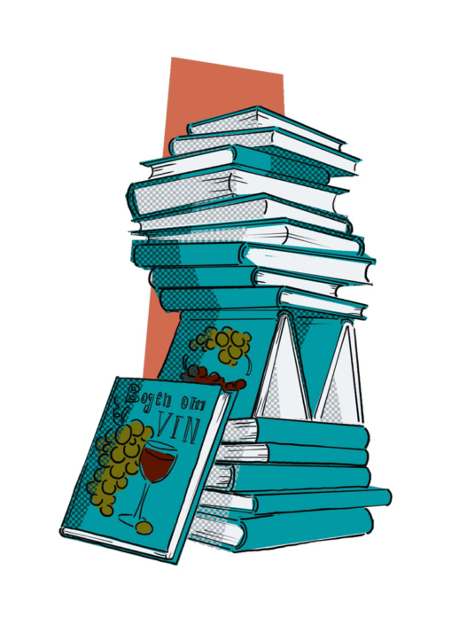Illustration af en stak vinbøger